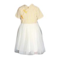 Yellow Kids Dress Girls' Gauze Summer Dress Chinese Style Cheongsam Dress Plaid Tutu Princess Dress