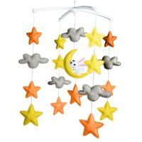 Handmade Baby Boy Crib Mobile Non-Woven Musical Mobile Crib Toy Nursery Room Decor, Stars and Rabbit