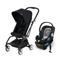 CYBEX Eezy S Twist Stroller and Aton 2 Travel System Infant Car Seat - Black