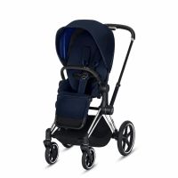 CYBEX ePriam 3-in-1 Travel System Chrome with Black Details Baby Stroller â€“ Indigo Blue