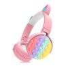 Fidget Headphones Kids Toy Headset, Wireless Bluetooth Headphone Pop Bubble On-Ear Headphone Fidget Toy Rainbow Color Fidget Headset for Children Adul