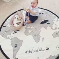 World Map Play Mats Funny Cartoon Newborn baby Carpet Boy Girl Crawling Blanket Kids Round Maze Game Mat Play Toys (Option: Thick Section)